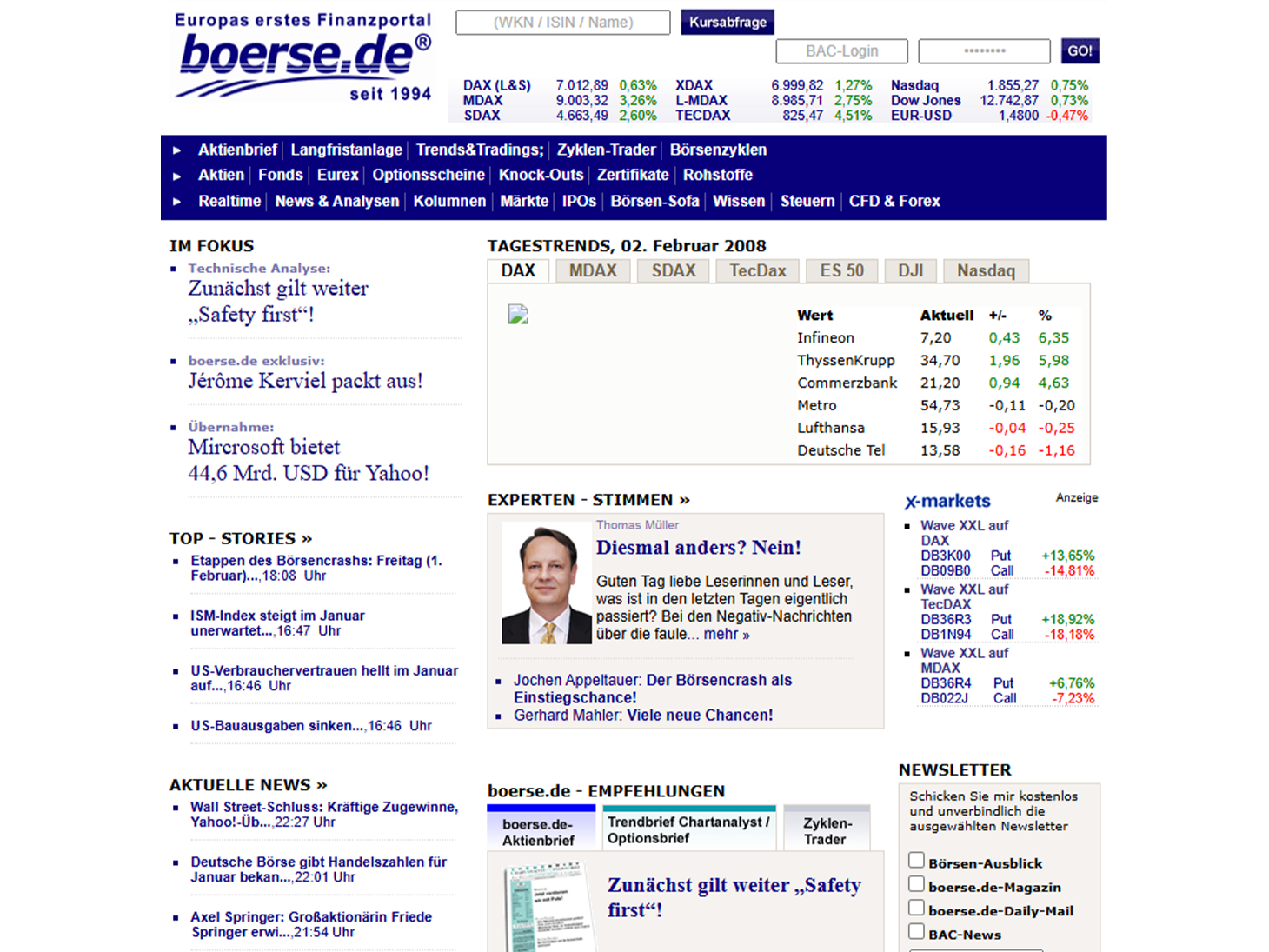 boerse.de im Wandel der Zeit