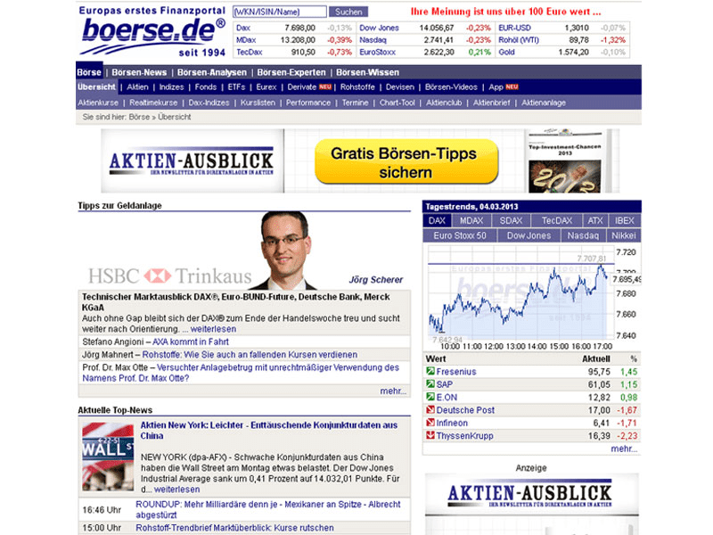 boerse.de im Wandel der Zeit
